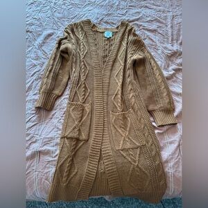 Juniors' Pointelle-Knit Long Cardigan Sweater